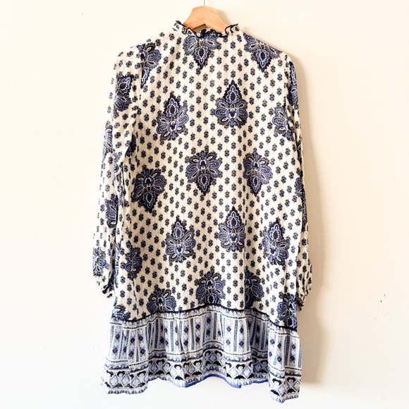 Zara Blue and White Long Sleeve Dress Size Medium - Picture 11 of 12